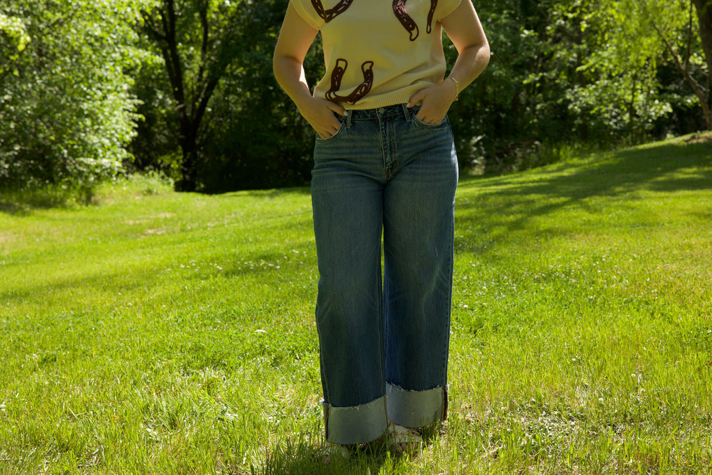 High Rise Cuffed Jeans
