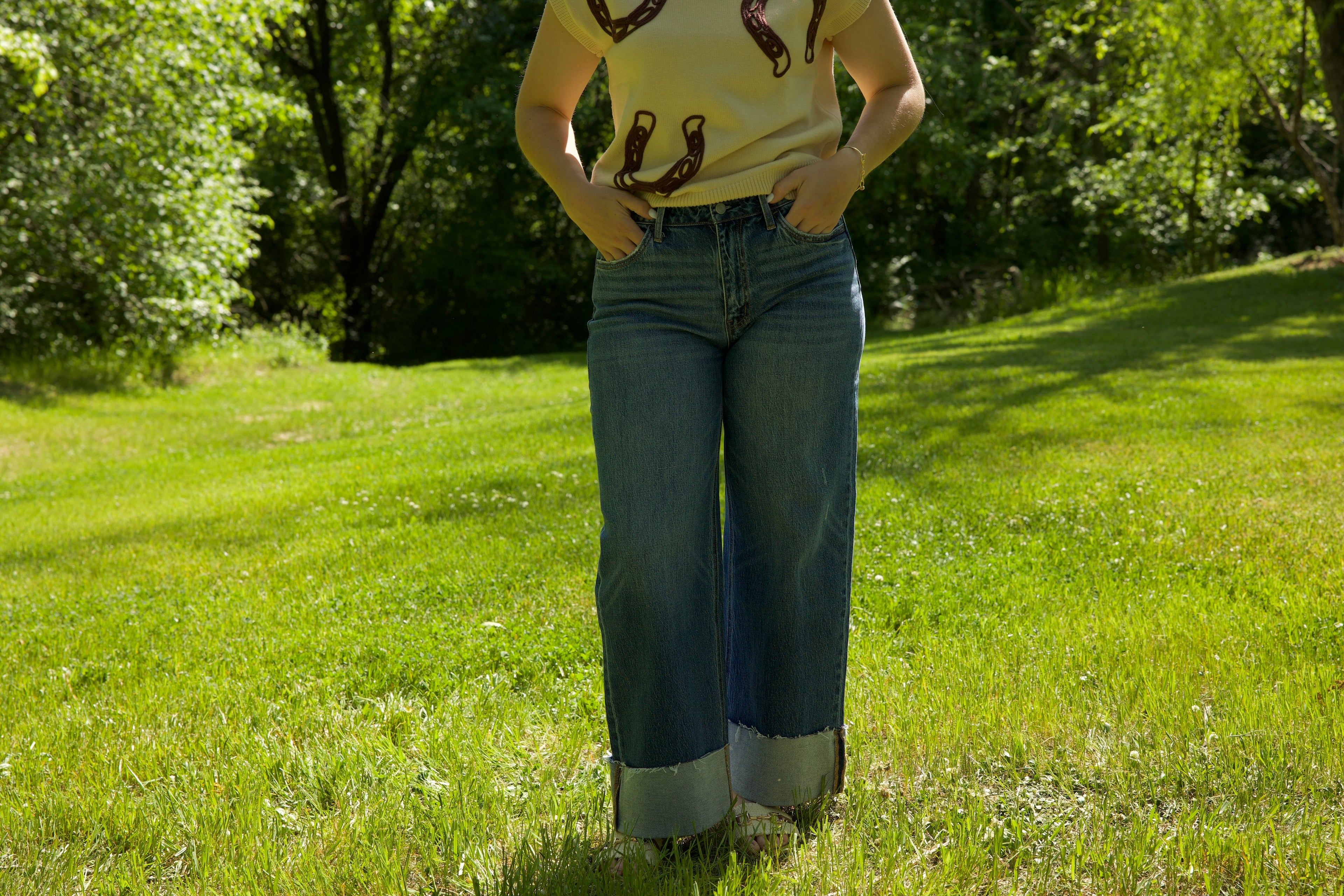 High Rise Cuffed Jeans
