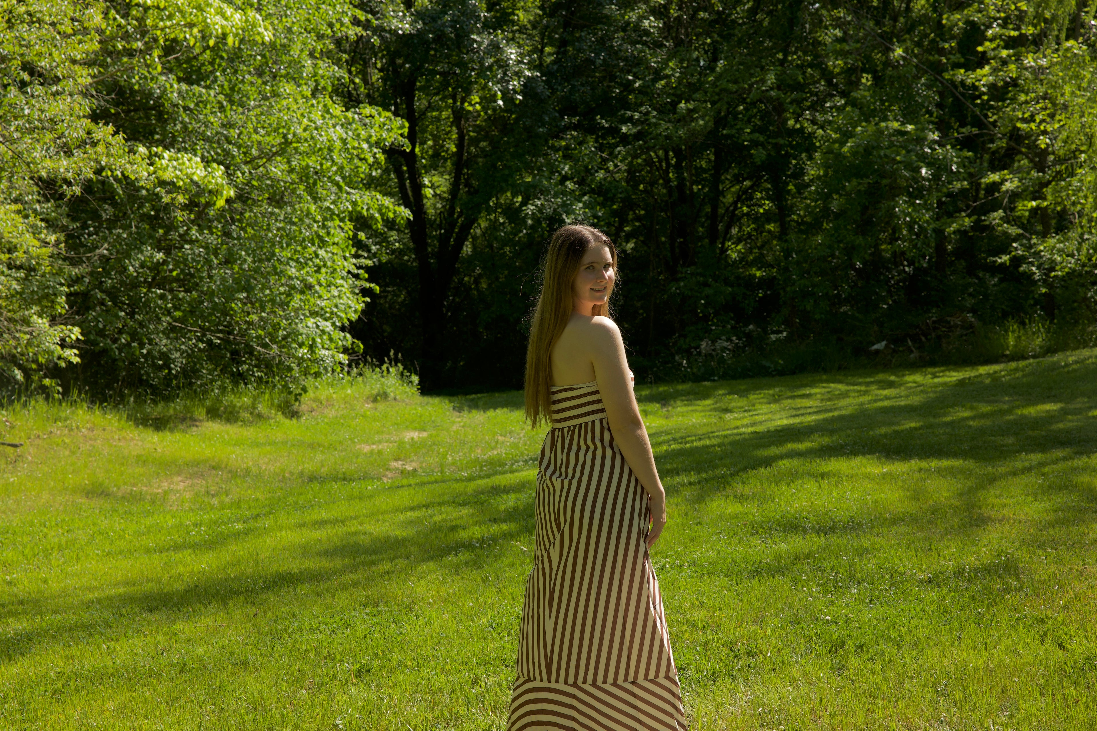Strapless Striped Maxi Dress