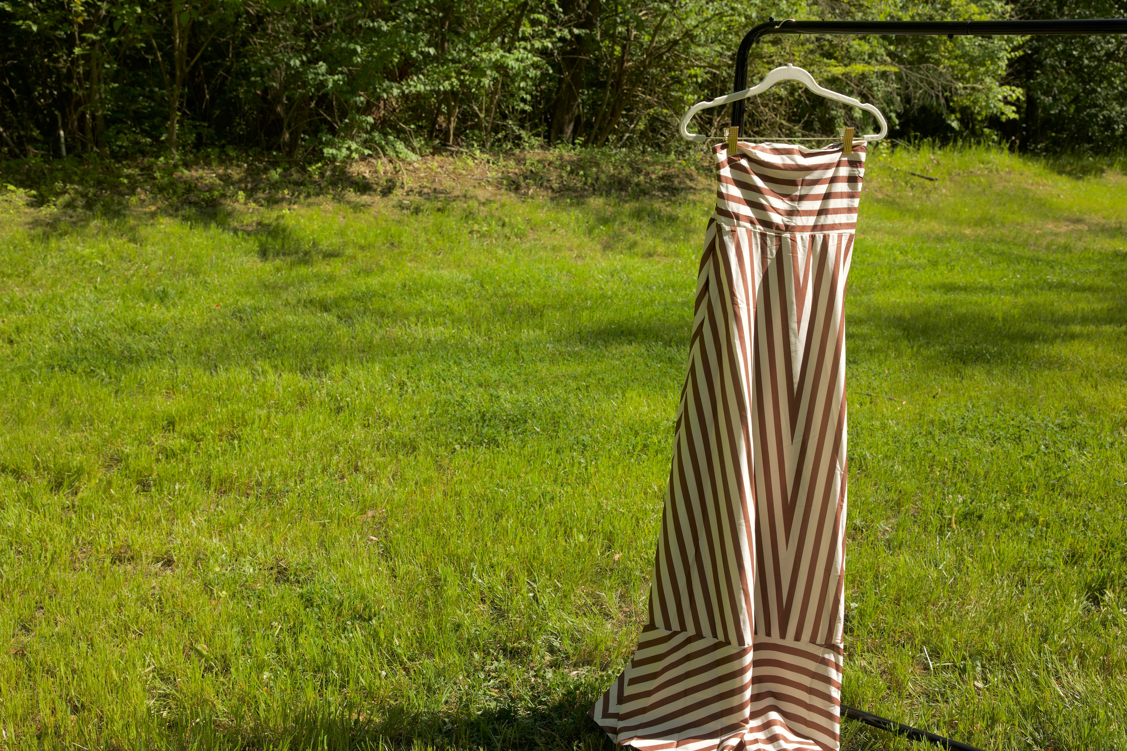 Strapless Striped Maxi Dress