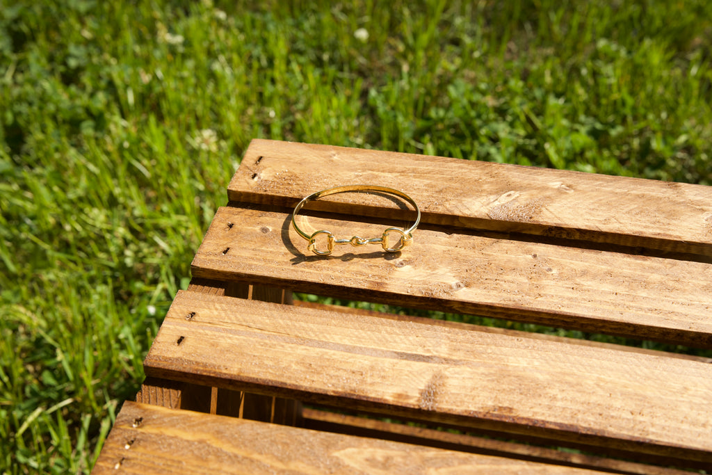 Gold Snaffle Bit Bangle Bracelet