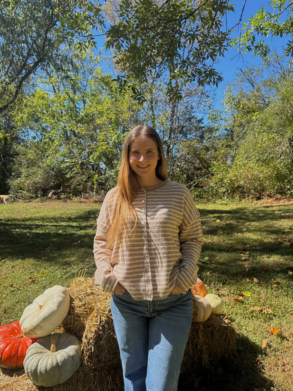 Tan Striped Cardigan