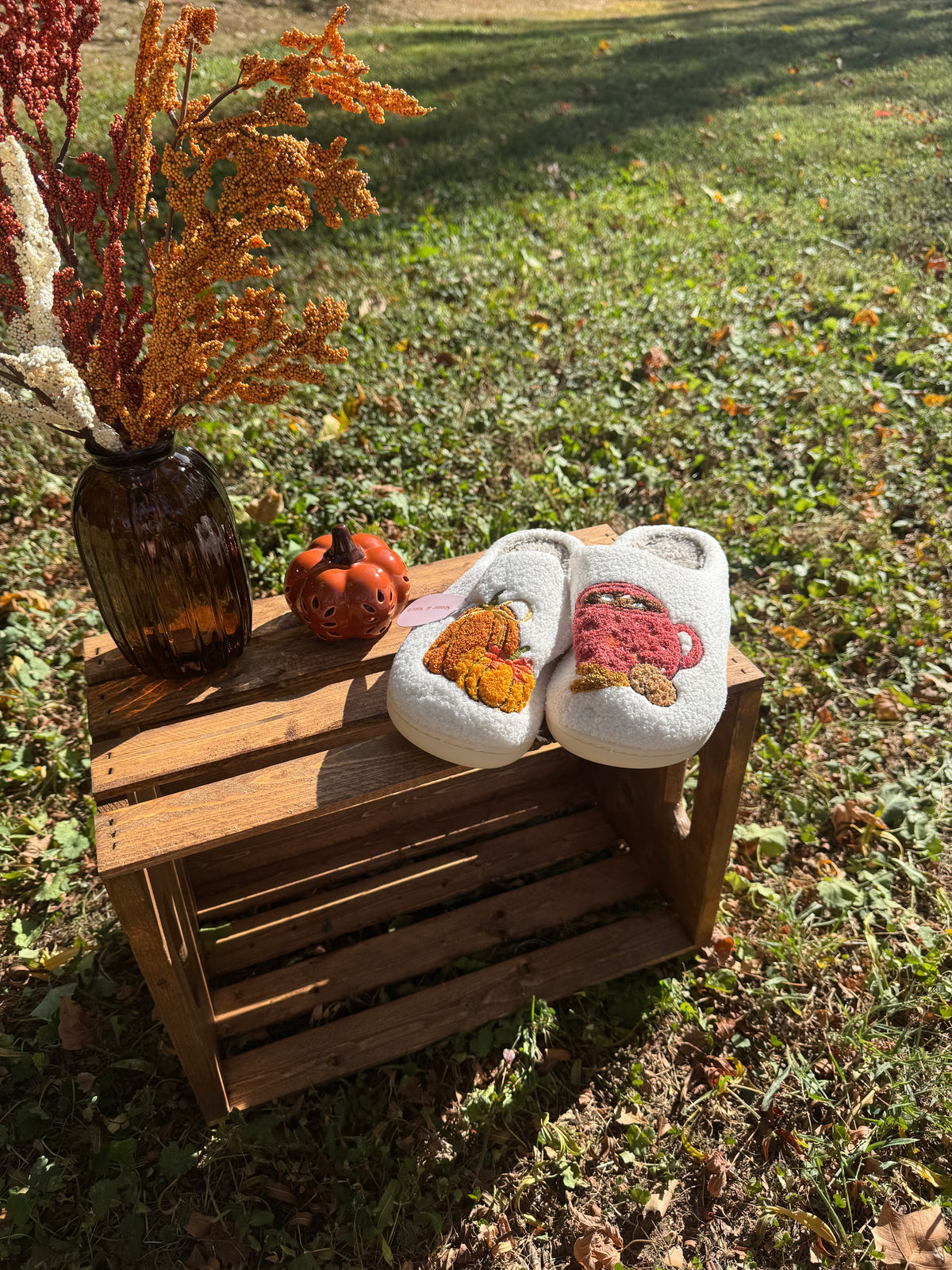 Pumpkin & Cocoa Mug Slippers